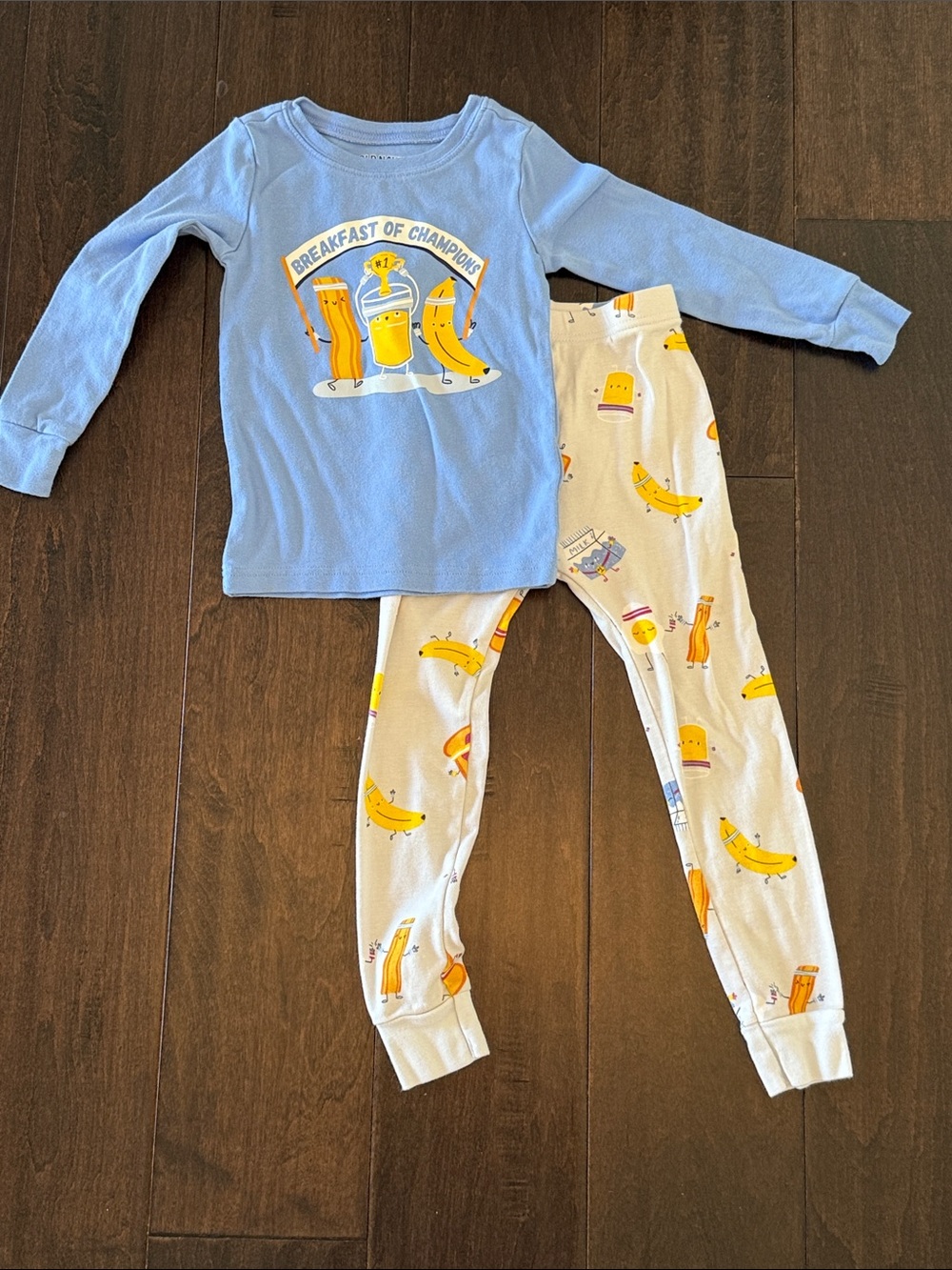 Old Navy Gender Neutral Blue Breakfast Cotton Graphic Pajama Set!